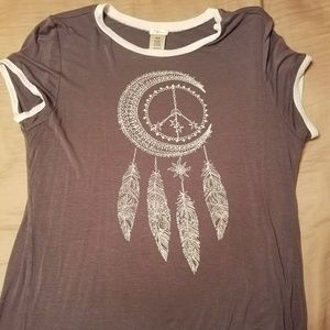 Trillium Felix Dream Catcher Grey Ringer T- Shirt